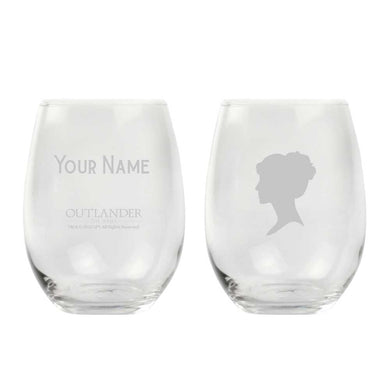 Claire and Jamie Personalized Stemless Wine Glass Set of Two Glasses from Outlander